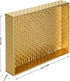 Gurfuy Rectangular Braided Gold Faux Leather Small Serving Tray 10" x 8" Modern Elegant Decorative Tray for Coffee Table Jewelry Perfume Organizer Living Dining Room Coffee Table Bathroom Office