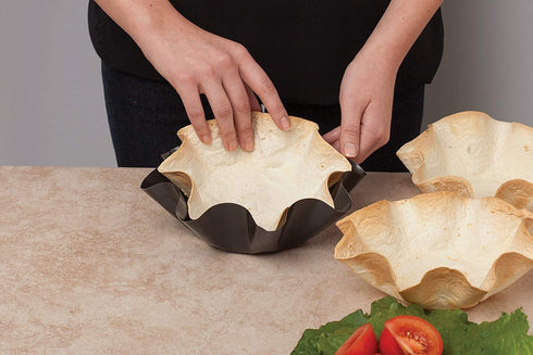HIC Harold Import Tortilla Bowl Maker, Set of 2, Non-Stick Black Baking Pans