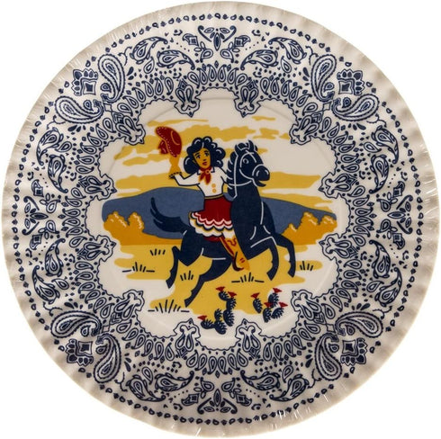 Western -Themed "Faux Paper" Melamine Plates 7.5" - Set of Four