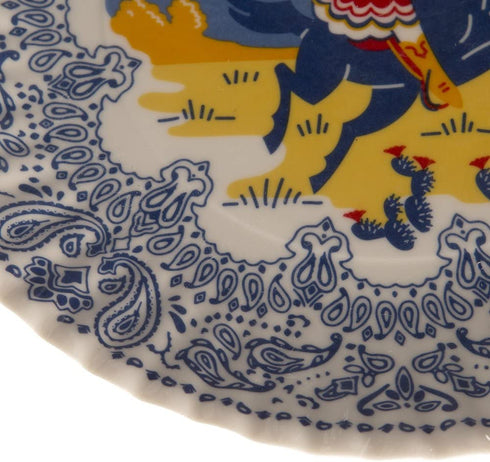 Western -Themed "Faux Paper" Melamine Plates 7.5" - Set of Four