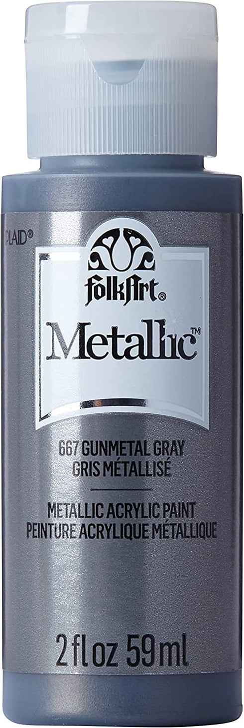 FolkArt Metallic Acrylic Paint in Assorted Colors (2 Ounce), 667 Gunmetal Gray