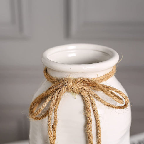 Hydrone Design Ceramic White Vases for Flowers, Modern Farmhouses Vases for Centerpieces, Entryway Table Home Decor (12.6'')