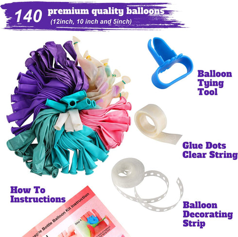 145 Pieces Mermaid Party Balloon Garland Kit, Mermaid Tail Balloon Garland Plush Fish Net Under The Sea Banner for Girls Mermaid Ocean Birthday Baby Shower Party Supplies Decorations