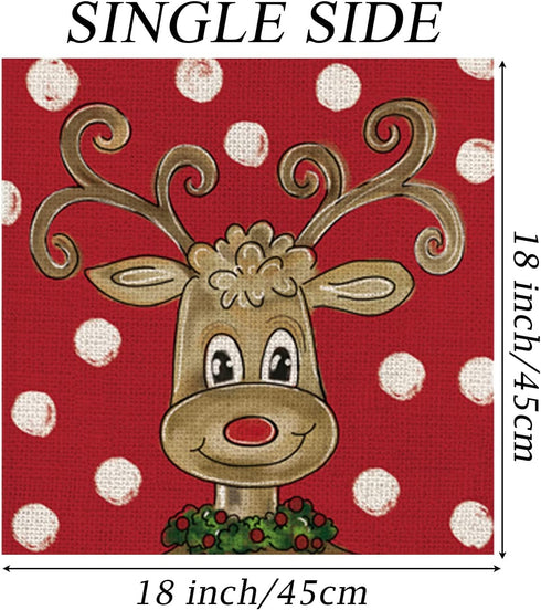 Christmas Pillow Covers 18 x 18 Inch Set of 4 Farmhouse Hug Pillowcase Christmas Tree Elk Winter Throw Pillows Living Room Decoration Home Decorative Sofa Pillowcase