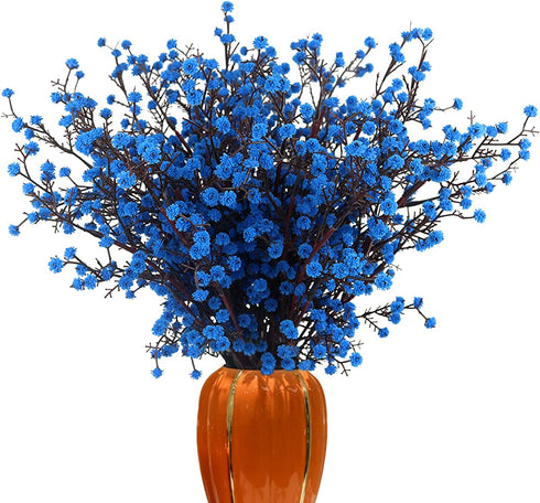 LUCKY SNAIL Artificial Flowers, 5 PCS Babys Breath Artificial Flowers Bulk Artificial Gypsophila Bouquets Real Touch Fake Flowers for Wedding Home Party Office Table Centerpiece Decor (Blue)