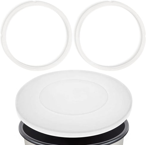 Impresa Two Pack of Gaskets plus 1 Bonus Lid fits Ninja Foodi 5 Quart, 6.5 Quart, & 8 Quart - Impresa Lid fits Ninja Foodi Cover for Inner Pot - Impresa Gasket intended for Ninja Foodi Seal Rings, Food Safe No BPA Silicone