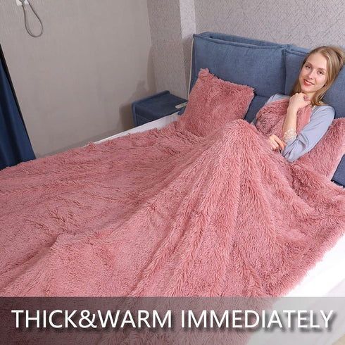 Yusoki Pink Faux Fur Throw Winter Blanket,2 Layers,50" x 60",Soft Fluffy Fuzzy Cozy Blanket for Women Girls Teens Sofa Chair Couch Bed Farmhouse Decrations Photoshoot Props