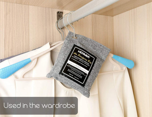 HIDBEA Activated Bamboo Charcoal Air Purifying Bags (4-Pack) Natural Deodorizer Odor Absorber Eliminator Remover for Home, Pets, Car, Closet, Shoes, 200g x 4, Gray