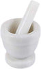 JEmarble Mortar and Pestle Set 4x4 inch, Natural Stone Surface Polished For Easy Cleaning, Heavy/Durable/Elegant (Pearl White)