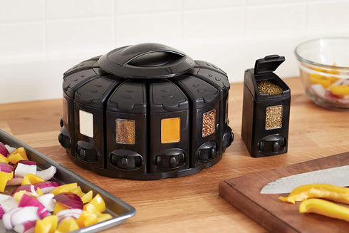 Kitchen Art Select-A-Spice Auto-Measure Pro Carousel 12 Compartments Black 9.5 x 9.5 x 6.5 inches
