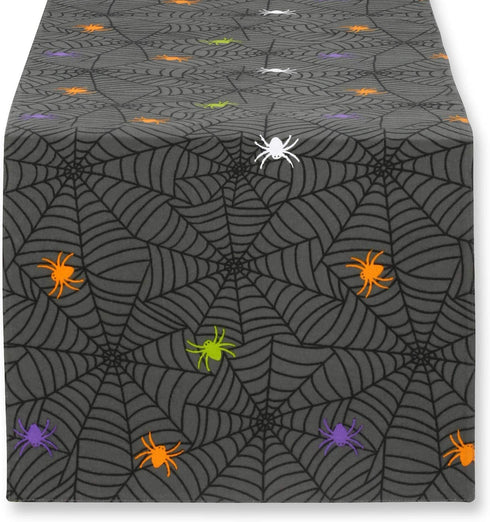 Cackleberry Home Witch's Brew and Spooky Spider Halloween Cotton Table Runner Reversible 14 x 72 Inches