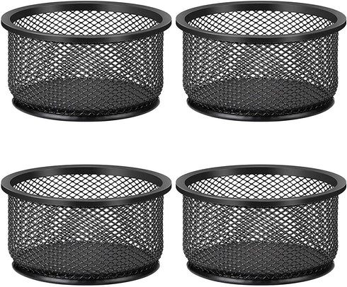 MaxGear Paper Clip Holder Mesh Paper Clip Holders Paperclip Holders Paper Clip Dispenser for Desk Paper Clip Organizer Office Binder Clip Holder Black, 4 Pack