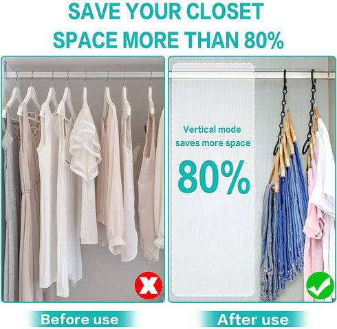 HWAJAN Closet Organizers and Storage Magic Hangers 20PC Sturdy Plastic Space Saving Clothes Hangers Multifunctional Hangers for Pants,Shirts,Black