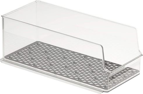 Spectrum Diversified Hexa in-Fridge Stackable Tall Bins for Storage, Organization, and Easy Access for Cans of Soda, Beer, Energy Drinks, Seltzer, and More, Large, Clear