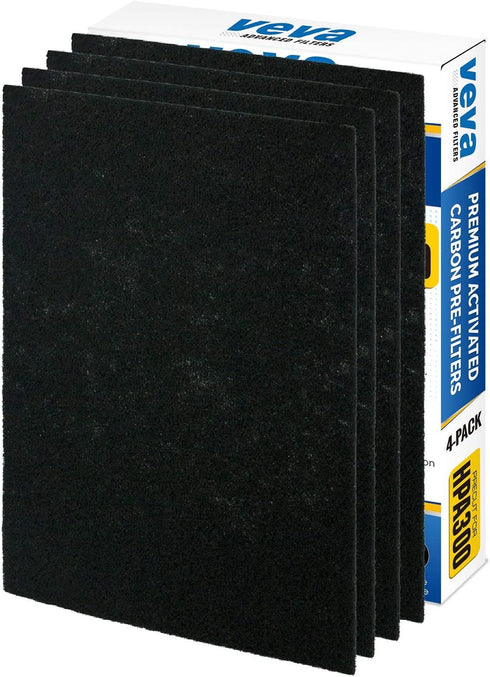 Veva 4 Pack Filter B Replacement, Compatible with Germ Guardian FLT4825 HEPA, AC4900CA, AC4825, AC4850PT, AC4820, 4 Pre-Cut Carbon Pre-Filters for GermGuardian Filter B