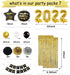 DUILE 72pc/set Happy New Year Decorations 2022 New Years Eve Party Decorations Supplies Include Paper Flower New Year Banner Balloons Curtains Foil Star Balloons for Happy New Year Party