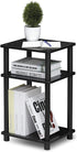 Furinno Just 3-Tier Turn-N-Tube End Table / Side Table / Night Stand / Bedside Table with Plastic Poles, 1-Pack, Americano/Black