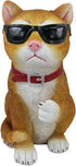 DWK Orange Tabby Cool Cat Middle Finger Figurine | Decoration Statue and Orange Cat Figurine | Middle Finger Decoration Novelty Decor | Desk Statue - 6"