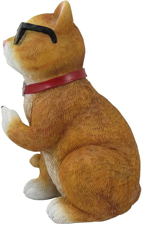 DWK Orange Tabby Cool Cat Middle Finger Figurine | Decoration Statue and Orange Cat Figurine | Middle Finger Decoration Novelty Decor | Desk Statue - 6"