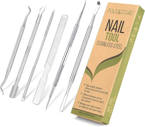 6-Pack Ingrown Toenail File and Lifters, Professional Surgical Stainless Steel Ingrown Toenail Removal Tool Kit, Manicure Treatment Pedicure Nail Correction Polish Pain Under Sidewall Cleaner Relief