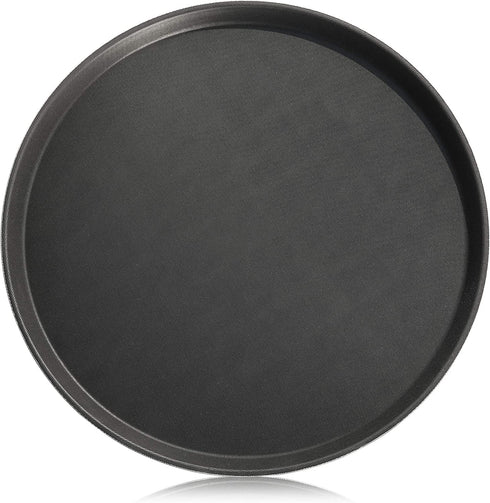 New Star Foodservice 25330 Restaurant Grade Non-Slip Tray, Plastic, Rubber Lined, Round (18-Inch, Black)