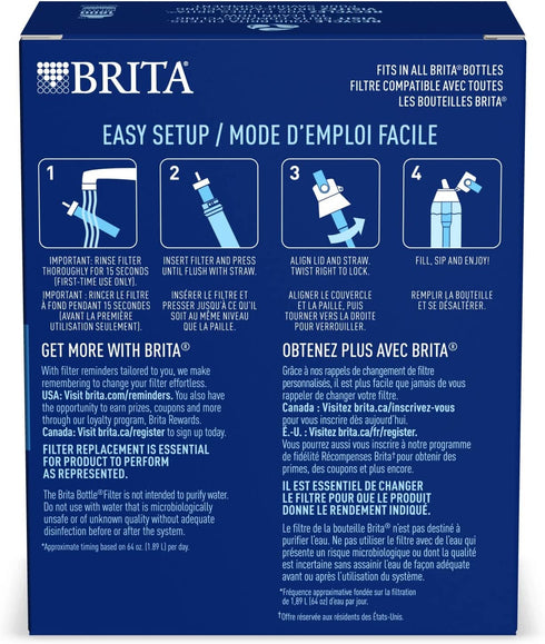 Brita Water Bottle Replacement Water Bottle Filters, Black, 6 Count