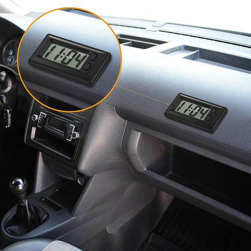 4 Pieces Electronic Clock with Adhesive Pad LCD Digital Car Clock Table Car Dashboard Desk Electronic Clock for Car Dashboard Home Desk Office