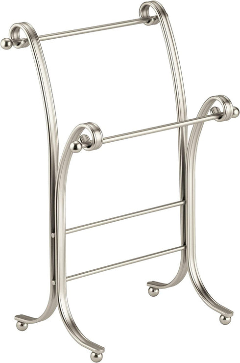 iDesign 62775 York Metal Free-Standing Hand Towel Drying Rack for Master, Guest, Kids' Bathroom, Laundry Room, Kitchen, 6" x 9" x 13.5", Satin Silver