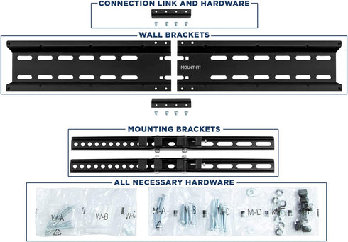 Mount-It! TV Wall Mount Bracket | Tilting 2" Low Profile Design Fits Large Flat Screen TVs 37 38 42 50 55 58 60 65 70 Inch | 15 Degrees Tilt | VESA Compatible up to 600x400mm | 77 Pound Capacity
