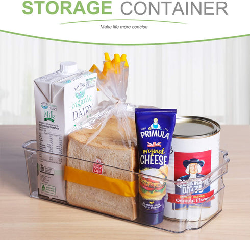 Set of 4 Refrigerator Organizer Bins - Plastic Refrigerator Storage Bins with Handle - Fridge Organizers and Storage Clear for Pantry, Kitchen, Freezer, Cabinet Organization, BPA Free - FOOYOO