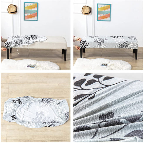 CRFATOP Dining Bench Cover Printed Bench Seat Cushion Slipcovers Stretch Upholstered Bench Slipcover Removable Washable Dining Chair Slipcovers for Bedroom Living Room,17