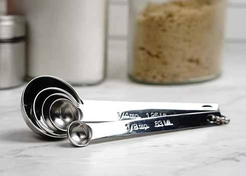 RSVP International Endurance Measuring Spoons, Round, Stainless Steel Large