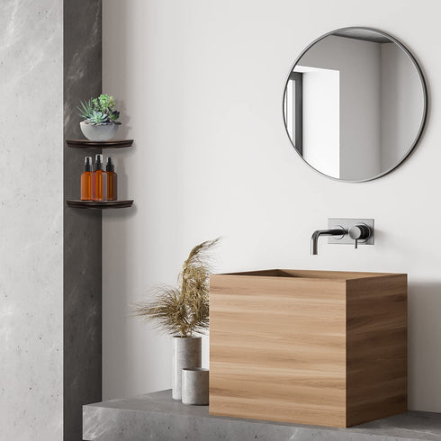 Halter Semi Circle Ledge Wood Shelves, Decorative Floating Wall Shelves for Bathroom, Bedroom, Living Room, and Kitchen, Wooden Office Shelves for Wall Storage, Floating Wall Shelf, (Brown)