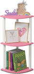 Furinno Turn-N-Tube 3-Tier Reversible Corner Display Rack Multipurpose Shelving Unit, Pink/White