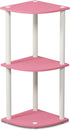 Furinno Turn-N-Tube 3-Tier Reversible Corner Display Rack Multipurpose Shelving Unit, Pink/White