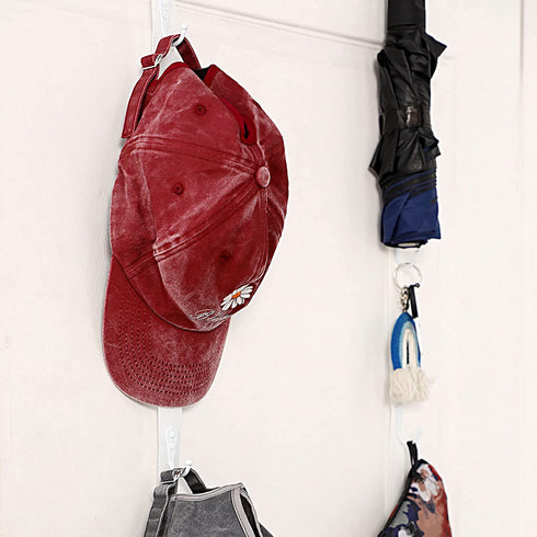 2 Pieces Adjustable Door Cap Rack Closet Hanging Cap Organizer Hanging Cap Keeper Baseball Cap Holder Hanging Cap Hook Organizer Cap Hat Display Rack with Hooks Door Hat Storage Hanger (White)