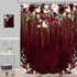 LIGHTINHOME Red Floral Shower Curtain 72x72 Inch Burgundy Flower Rose Golden Glitter Wedding Bridal Elegant Women Fabric Waterproof Bathroom Home Decor Set 12 Plastic Hooks