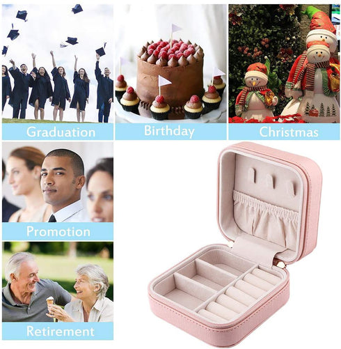 JIDUO Duomiila Small Jewelry Box, Travel Mini Organizer Portable Display Storage Case for Rings Earrings Necklace,Gifts for Girls Women (Girl Pink)