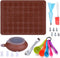GARCENT Macaron Baking Mold, Non-Stick Silicone Pastry Baking Mat Set, 48 Capacity with Food Tongs, Measuring Spoon, Silicone Spatula, Cake Decorating Supplies