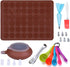 GARCENT Macaron Baking Mold, Non-Stick Silicone Pastry Baking Mat Set, 48 Capacity with Food Tongs, Measuring Spoon, Silicone Spatula, Cake Decorating Supplies
