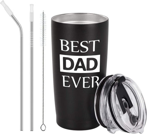Dad Travel Tumbler Dad Gift from Daughters Sons, 20 Oz Stainless Steel Insulated Travel Tumbler with Lid for Father's Day Dad Birthday Christmas Day, Black