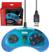 Retro-Bit Official Sega Genesis USB Controller 6-Button Arcade Pad for Sega Genesis Mini, PS3, PC, Mac, Steam, Switch - USB Port - (Clear Blue)