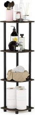 Furinno Turn-N-Tube 4-Tier Corner Display Rack Multipurpose Shelving Unit, Dark Brown Grain/Black