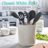 White Kitchen Utensil Holder for Countertop - ALELION 6.5" Cooking Utensil Holder for Kitchen Counter, Ceramic Utensil Crock for Kitchen Utensils, Dishwasher Safe, Cream White