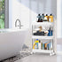 SPACEKEEPER 3 Tier Slim Storage Cart Mobile Shelving Unit Organizer Slide Out Storage Rolling Utility Cart Tower Rack for Kitchen Bathroom Laundry Narrow Places, Plastic & Stainless Steel, White