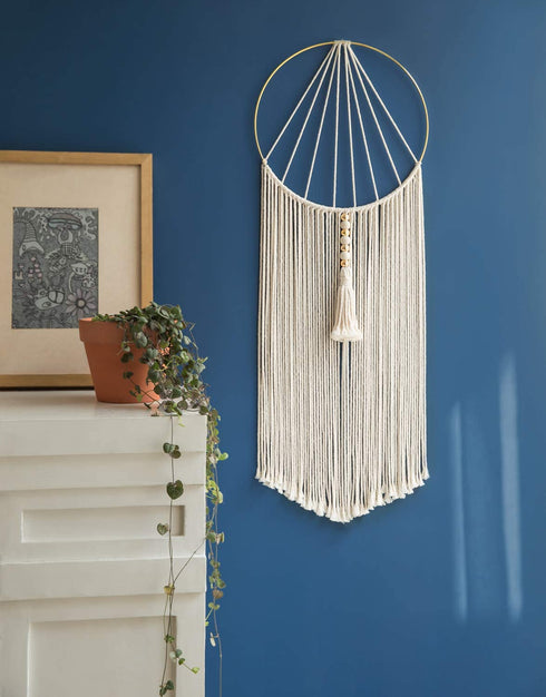 Mkono 2 Pcs Macrame Wall Hanging Woven Wall Decor Art Boho Chic Bohemian Home Decorations for Apartment Bedroom Living Room Dorm Nursery Room, 12" W x 36" L, Medium