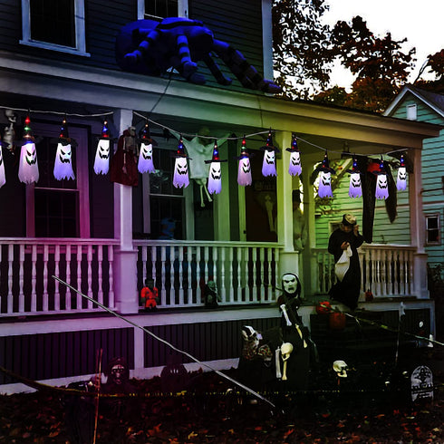 Halloween Lights, VIKASI 11.5ft Battery Operated 5 Ghost Led String Lights Halloween Decorations, Scary Halloween Decoration for Indoor Outdoor Home Party Halloween Decor