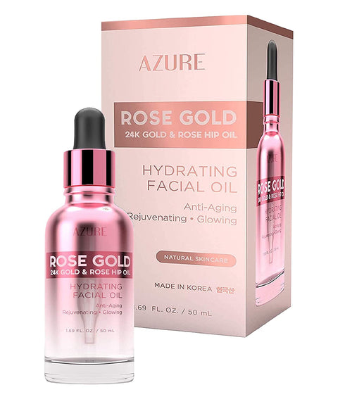AZURE Rose Gold Hydrating Facial Oil - Anti Aging, Lifting & Firming | Reduces Appearance Of Wrinkles & Fine Lines | Calms & Revitalizes Skin | Made in Korea - 50mL / 1.69 fl.oz.