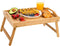 Bamboo Bed Tray,Breakfast Tray with Folding Legs Serving Tray with Carrying Handles Portable Lap Tray Lightweight Decorative Tray Food Tray for Breakfast in Bed,Reading or Working (17.1 Inch)