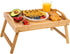 Bamboo Bed Tray,Breakfast Tray with Folding Legs Serving Tray with Carrying Handles Portable Lap Tray Lightweight Decorative Tray Food Tray for Breakfast in Bed,Reading or Working (17.1 Inch)